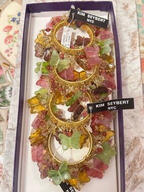 Vintage KIM SEYBERT NYC colorful butterfly napkins rings.